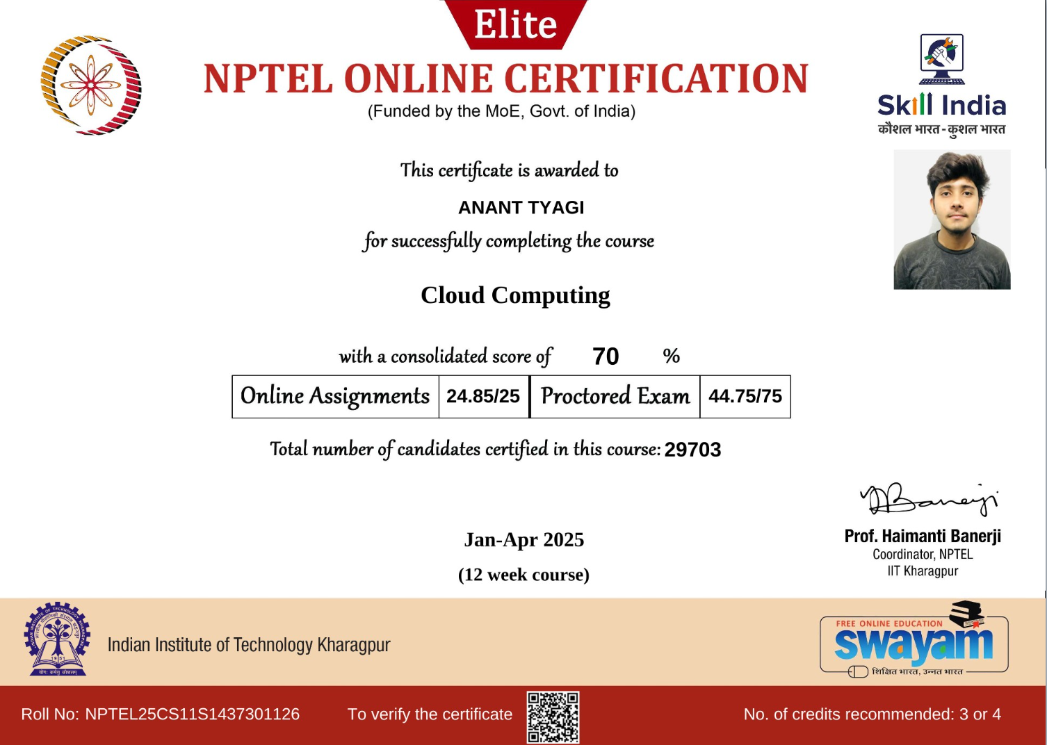 NPTEL Certificate